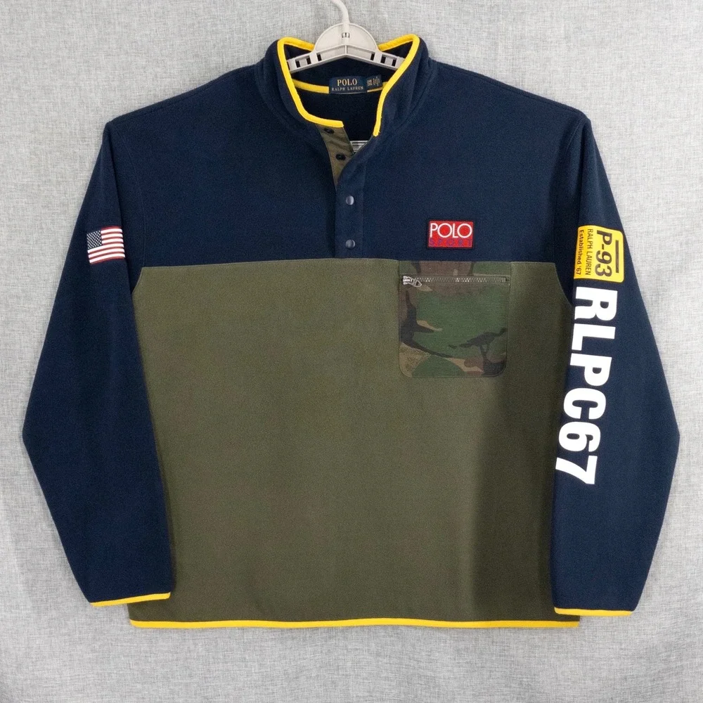 Polo Ralph Lauren Men's 2XB Hi Tech P-93 RLPC67 Camo Fleece Pullover
